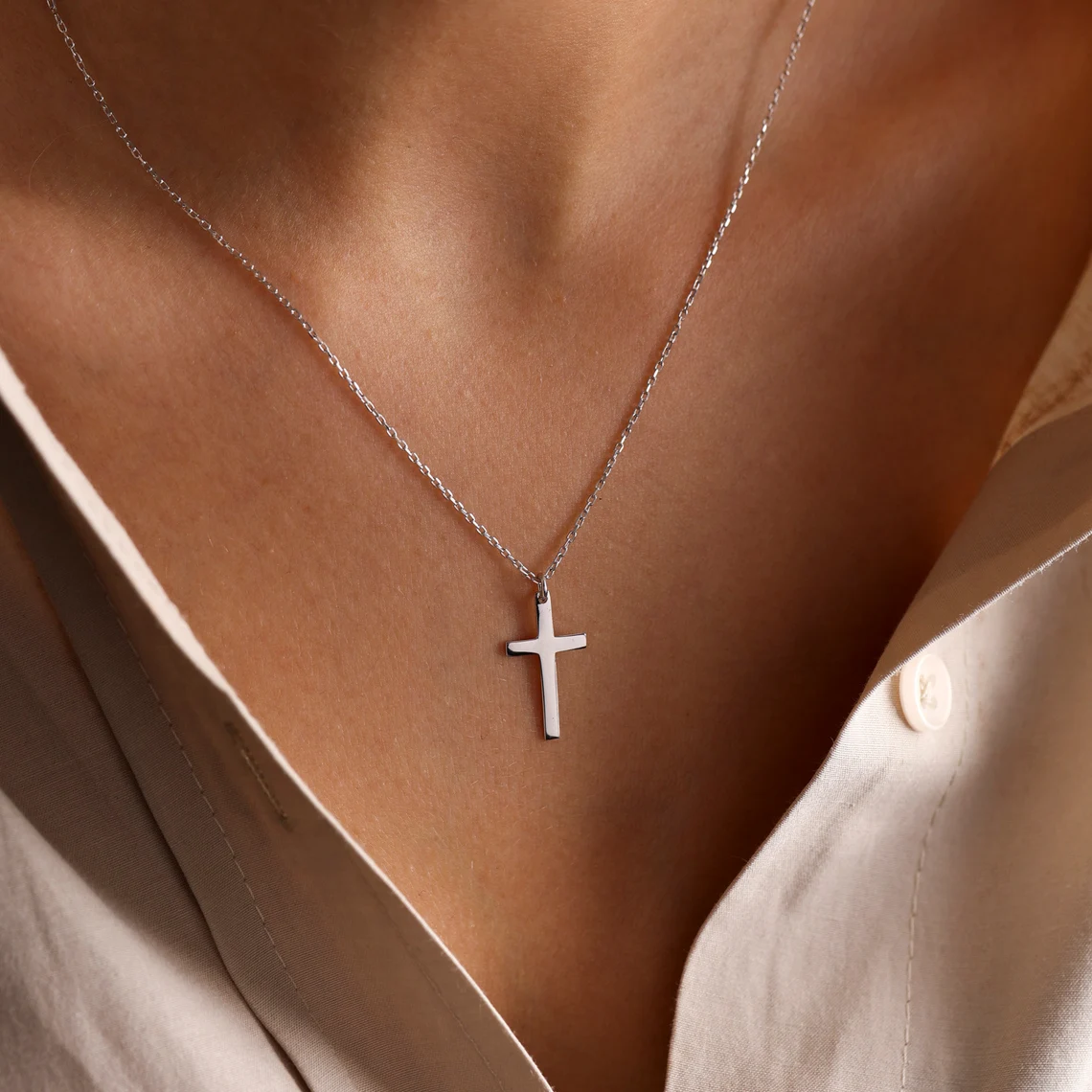 Fashion Stainless Steel Cross Gold & Silver Color Necklace