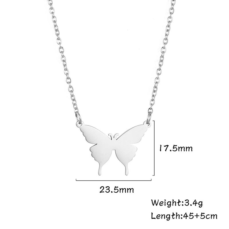 Fashion Stainless Steel Gold & Silver Butterfly Pendant Necklace