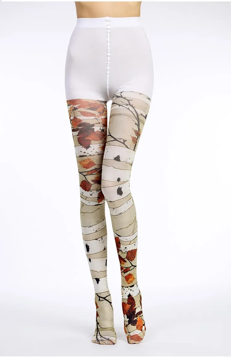 Printed Silk Stockings Jacquard Panty Women