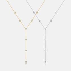 S925 Sterling Silver Tassel Diamond-studded Necklace