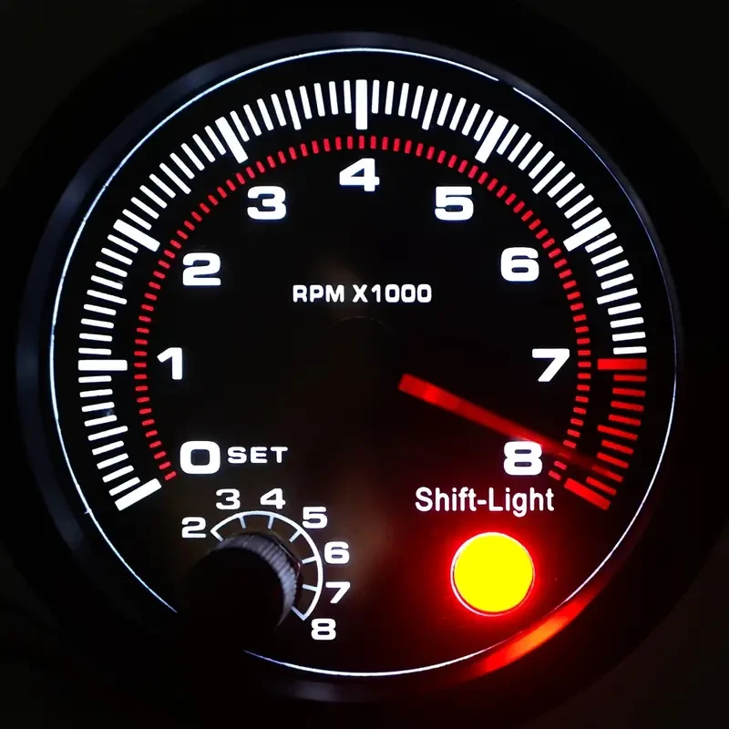 YOMIRACING Universal 3 3/4" Black Tachometer with Inter Shift Light