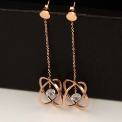 Hollow Ball Hanging Single Diamond Zircon Rose Gold Earrings