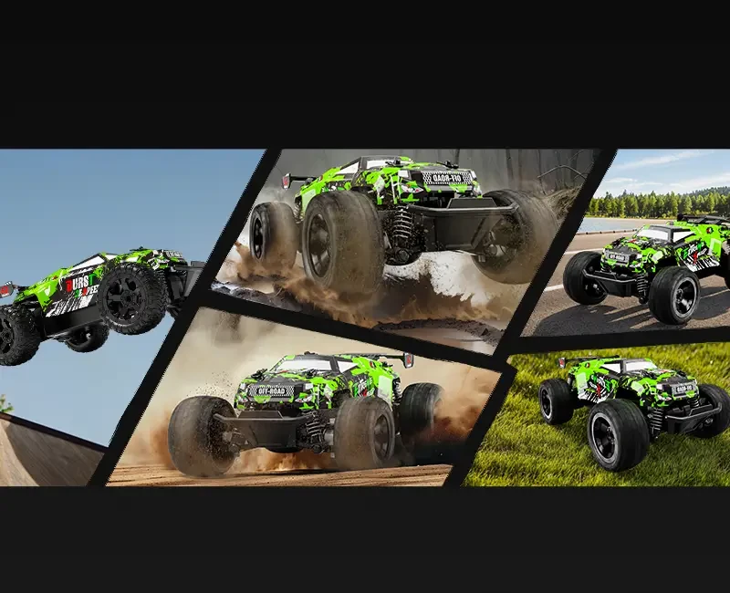 Dual shell remote control car, 1:18 scale all-terrain RC car, 2WD 20Km/h, color led lights and two rechargeable batteries, remote control monster truck off-road racing toys for kids and boys, Christmas, Halloween