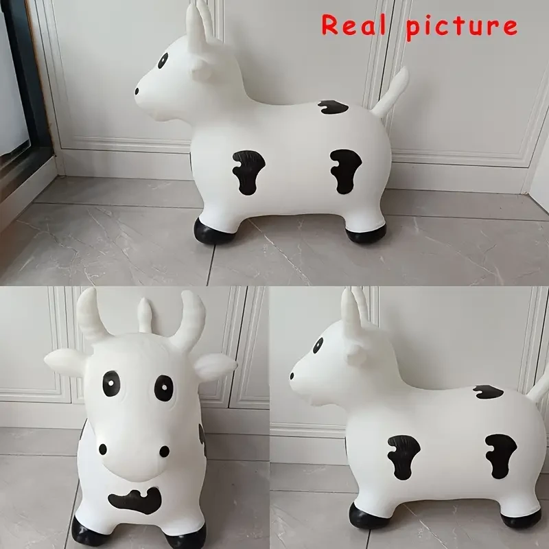 Bouncy Cow & Horse Inflatable Playset for Youngsters 3-6 Years - Durable PVC, Outdoor Jumping Fun with Pump Included - Perfect Gift for Boys & Girls