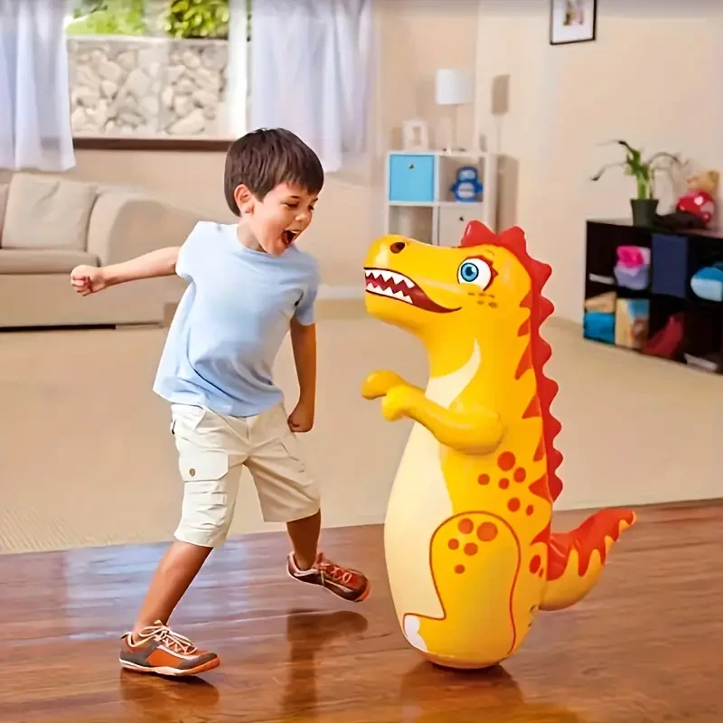 Inflatable Punching Bag Toy for Kids - Dinosaur Themed Bop Bag, Standing Boxing Practice Sandbag, 3-6 Years, Durable PVC Material, Indoor-Outdoor Play