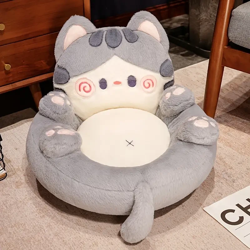 Cute Cuddle Cat Plush Back Futon Floor Mat