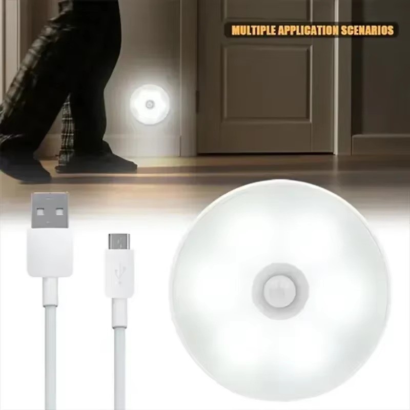 LED Night Lights Indoor Motion Sensor Night Light Motion Activated Night Light White Type C Charging for Bedroom Bathroom Toilet Stairs Children's Room
