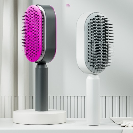 Self Cleaning Hair Brush For Women Massage Scalp Promote Blood Circulation Anti Hair Loss 3D Hair Growth Comb Hairbrush Self-Cleaning Hair Brush 3D Air Cushion Massager Brush Airbag Massage Comb B