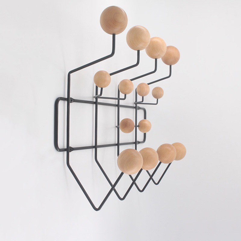 Kindergarten Iron Coat Rack with Solid Wood Ball