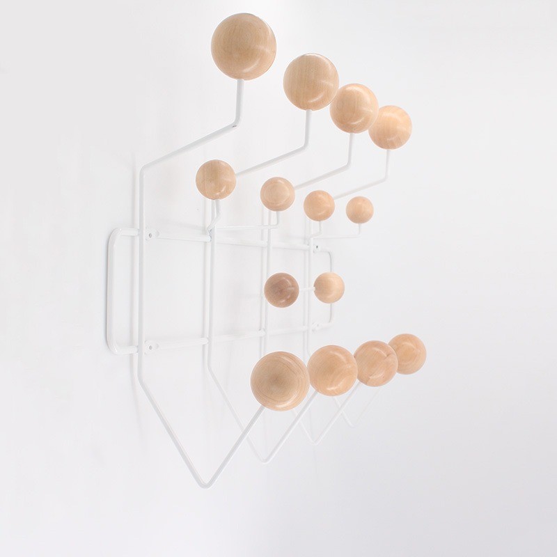 Kindergarten Iron Coat Rack with Solid Wood Ball