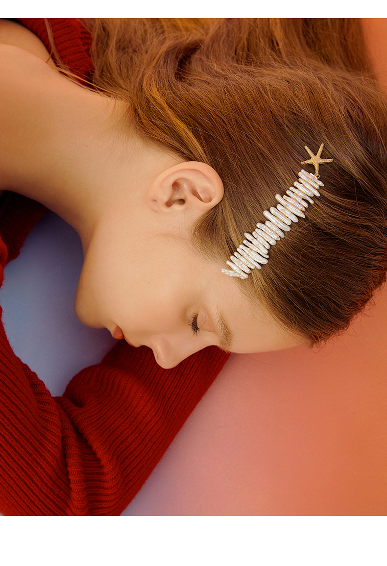 Pearl starfish hairpin one word clip hair ornament