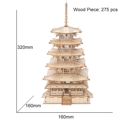 Robotime Five-storied Pagoda 3D Wooden Puzzle Toys For Children Kids Birthday Christmas Gift Home Decoration TGN02 Dropshipping