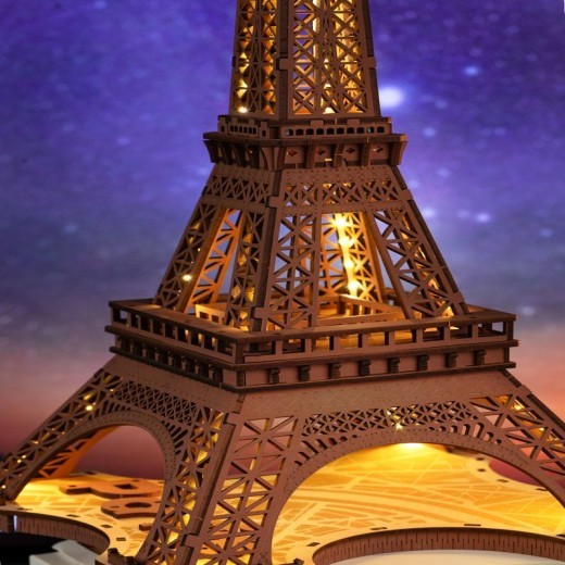 Rolife Night Of The Eiffel Tower Large Wooden Puzzle With 4 Light Shows For Gift