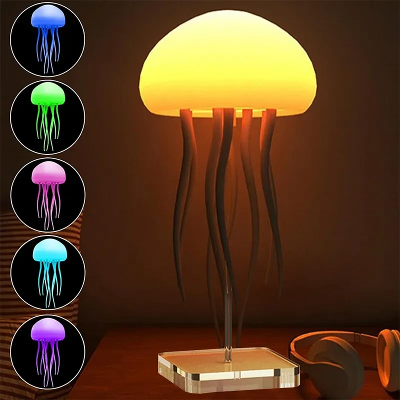 Jellyfish Mood Lamp LED Jellyfish Night Light Portable Jellyfish Lamp Jellyfish Decorations Smart Table Lamp For Bedside Desk