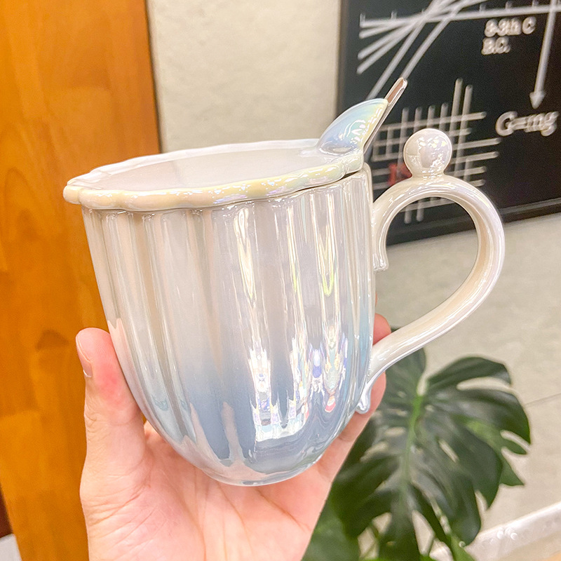 Gradient Color Pearl Ceramic Milk Mug