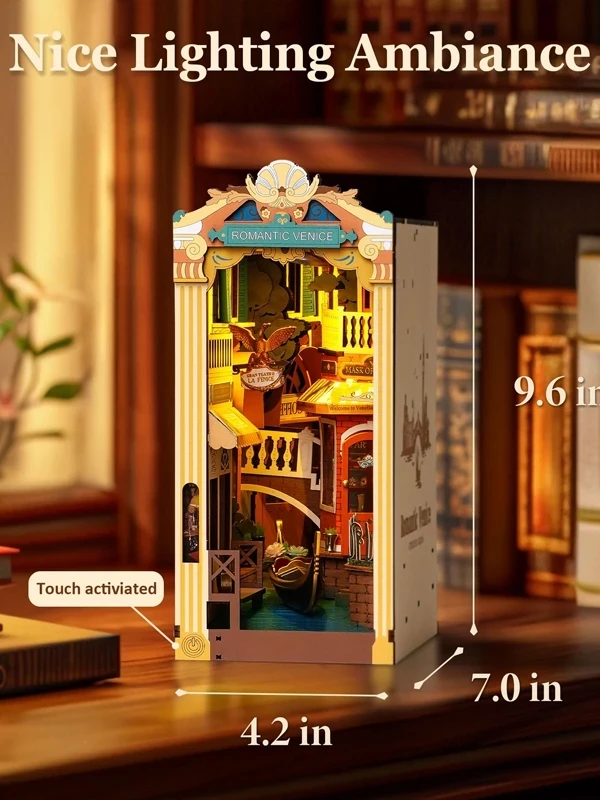 Toy Puzzle 3d DIY Wooden Book Nook Kit Led for birthday Gift Christmas Halloween Adult Child