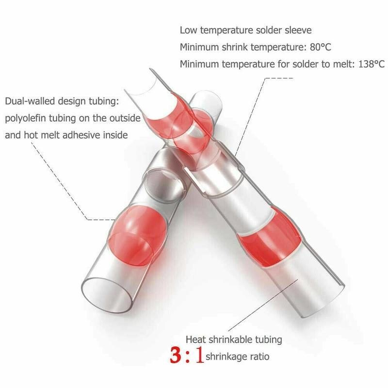 250pcs Solder Seal Sleeve Heat Shrink Butt Wire Connectors Terminals