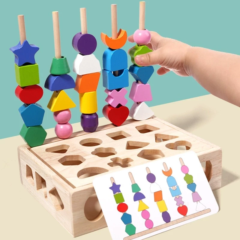 Puzzle Shape Matching Children's Educational Play Set Chunky Wooden Puzzle Toy
