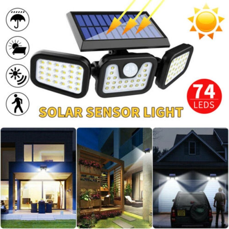2 x Solar Wall Lights Wall Security Flood Lamp