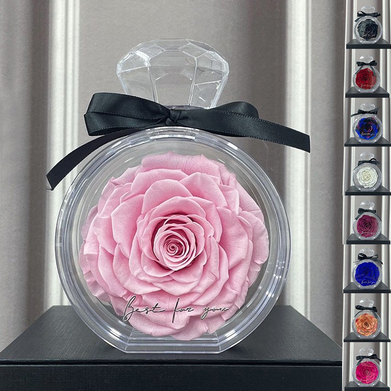 Eternal Flower Ornaments Transparent Cover Dried Rose Gift Box For Christmas New Year Valentine's Day