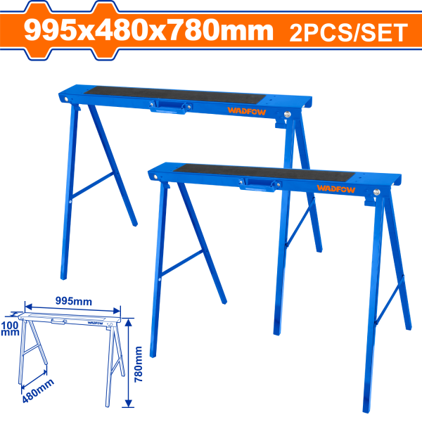 Trestle Adjustable Steel Folding Sawhorse Pair