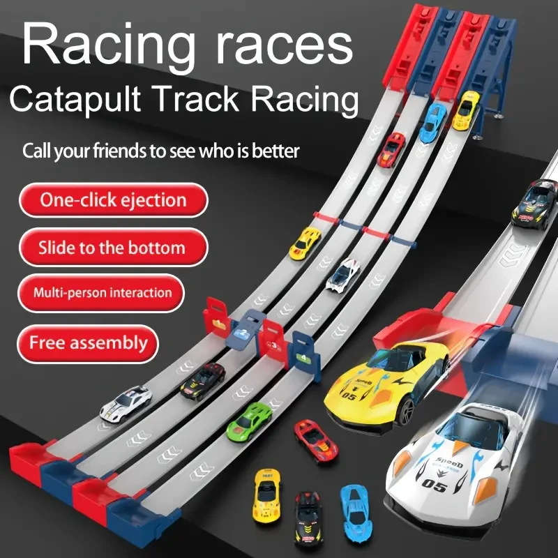 Inmoredo Exciting Racing Track Toy Set with Alloy Car - Dual Game Modes, Suction Cups for Easy Setup, Educational Play for Youngsters(The Color of The Car Is Random)