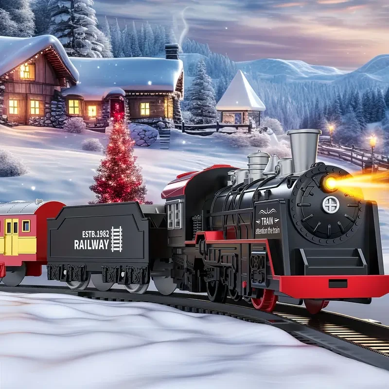 Train Toys Set, Electric Train Set W/Light & Sounds, Kids Toys For Ages 4-8, Locomotive Engine, Cargo Cars & Tracks For Birthday Gift For 3 -10+ Year Old Boys Girls