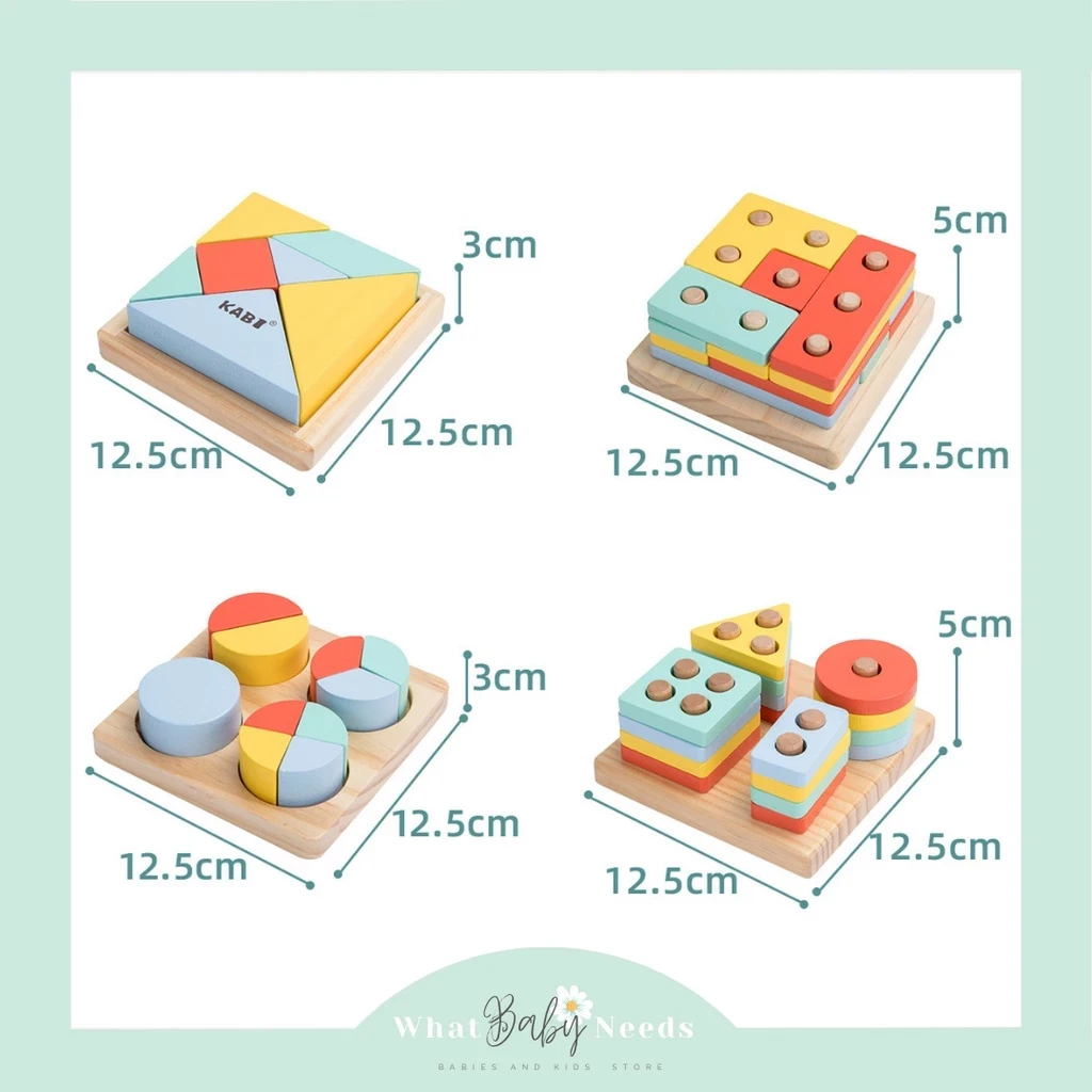 Montessori Wooden Toy 4 in 1 / Toys Educational Wooden Scrapenak Shape &amp Color