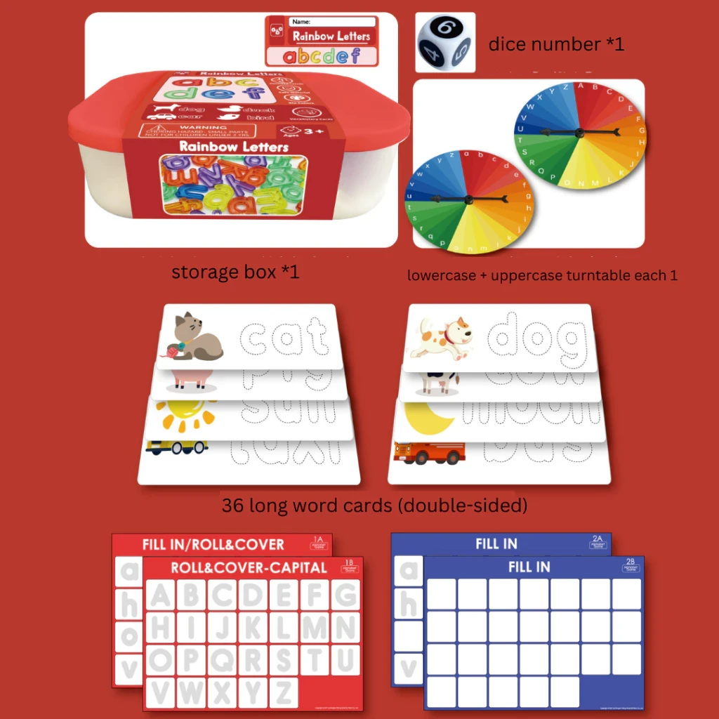 Rainbow Letters Colorful Plaking Puzzle Spelling Alphabet Games