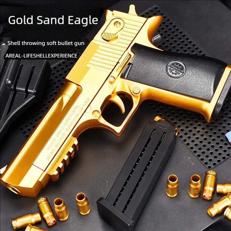 Outdoor Toy Pistol Gold Desert Eagle, Spring-Loaded M1911