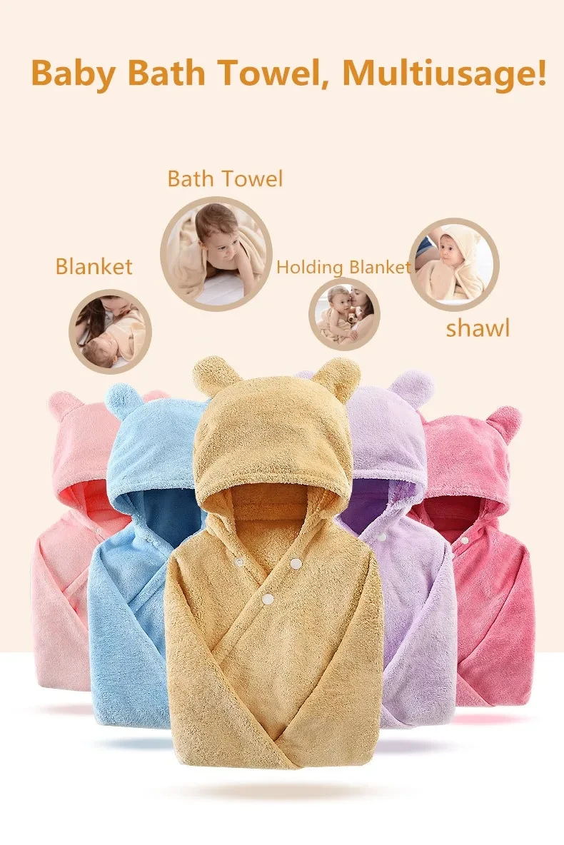 Cotton baby care hooded bath towel