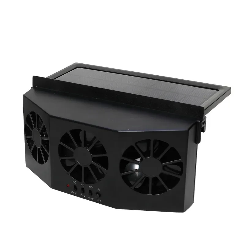 Solar-Powered Car Window Exhaust Fan with 3 Air Outlet Solar Ventilation