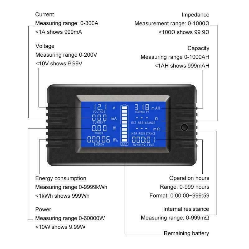 Battery Monitor Current Power Meter 300A Shunt
