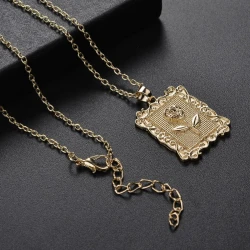 Square Rose Neacklace Clavicle Chain