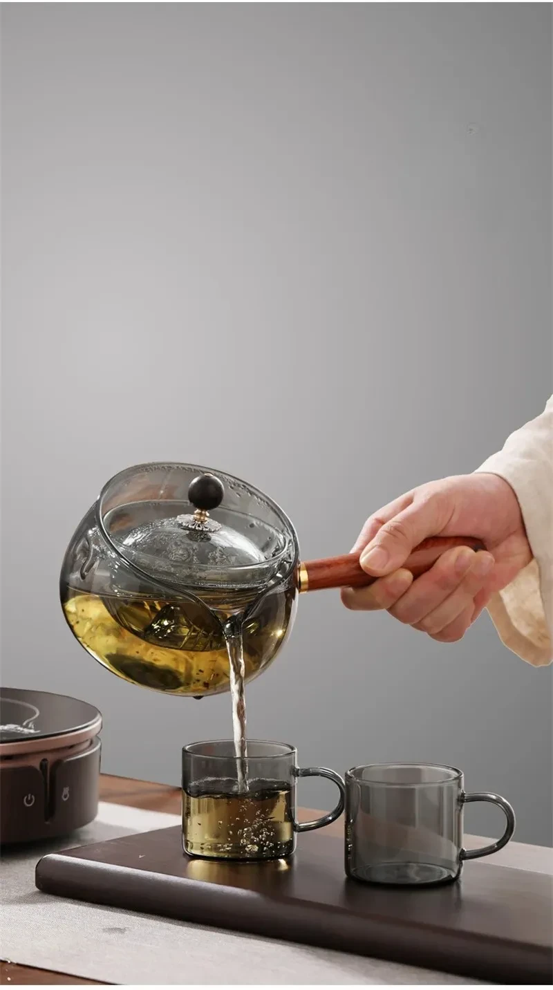 Semi-automatic Rotary Heat-resistant Glass Teapot
