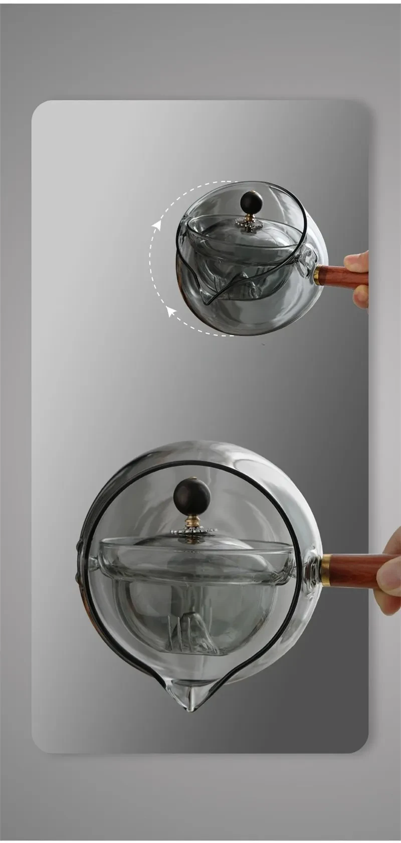 Semi-automatic Rotary Heat-resistant Glass Teapot