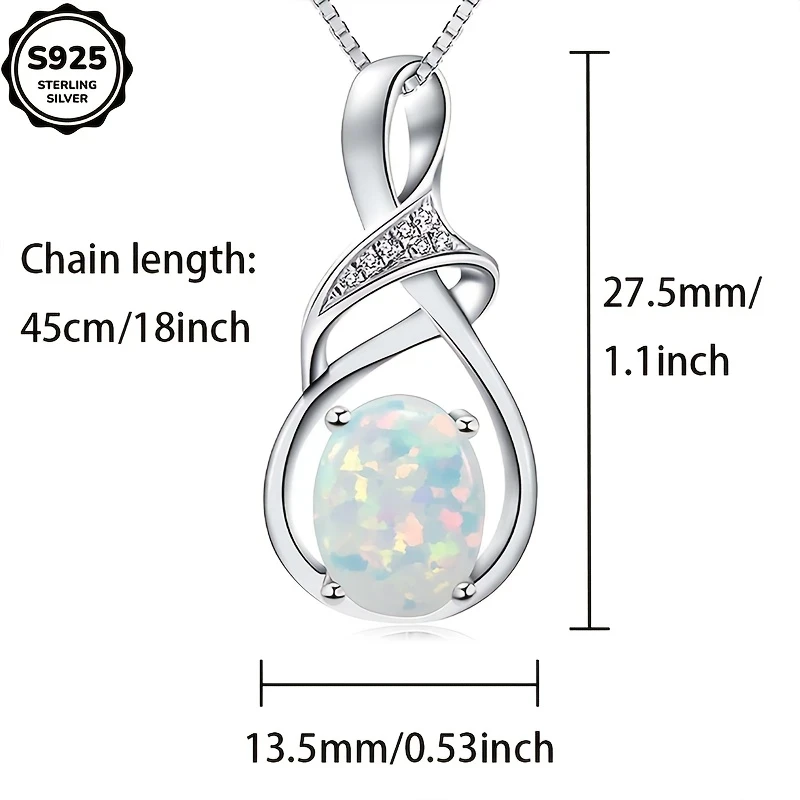 S925 Sterling Silver Opal Pendant Necklace Stylish and Elegant Womens Jewelry, Perfect for Daily Wear, Parties, and Special Occasions