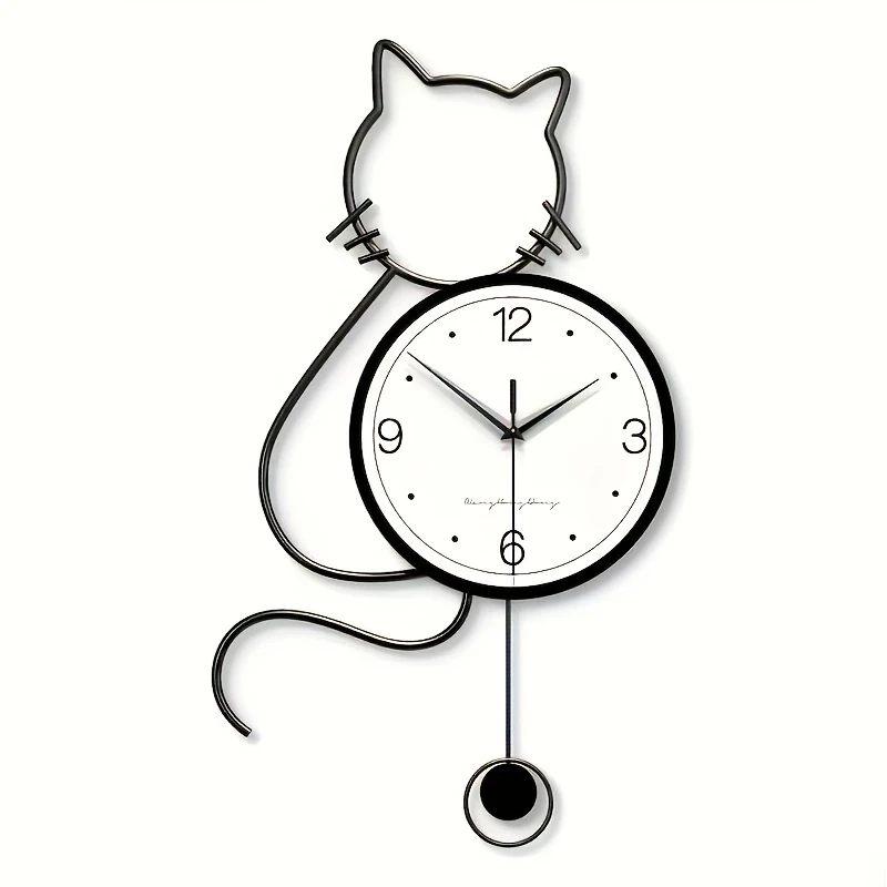 Creative Cat Wall Clock Nordic Minimalist Silent Design, Perfect for Home and Office Decoration, Ideal Holiday Gift Choice