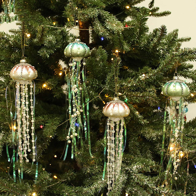 Glass Pearl Jellyfish Pendant For Christmas Tree Decoration