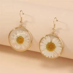 Natural Plant Dried Chrysanthemum Pendant Necklace