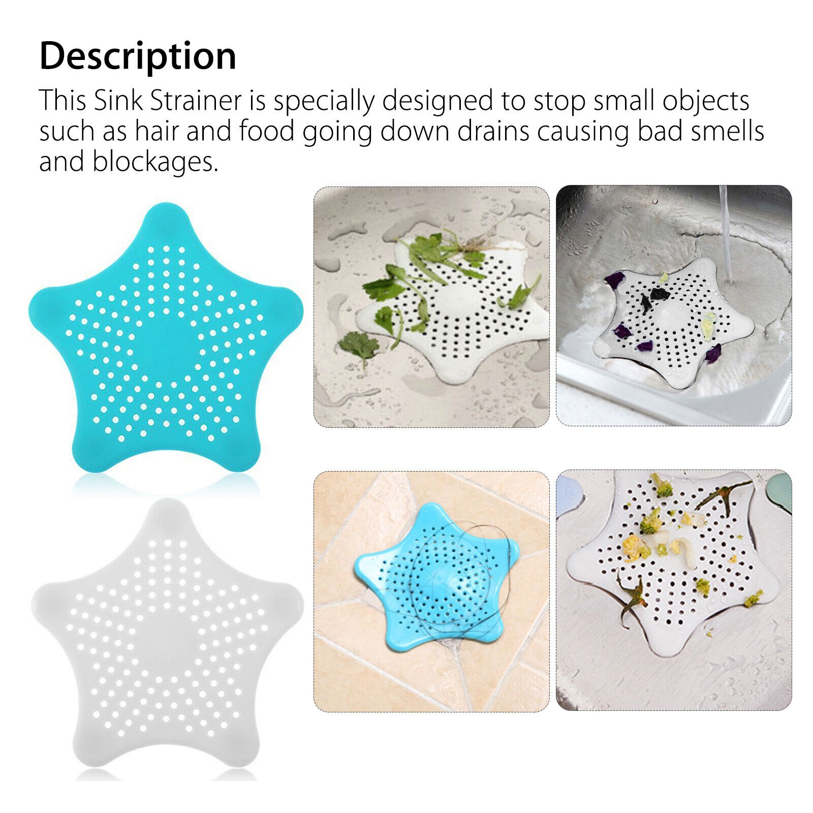 3PCS Silicone Starfish-shaped Sink Drain Filter Bathtub Hair Catcher Stopper Drain Hole Filter Strainer For Bathroom Kitchen Toilet