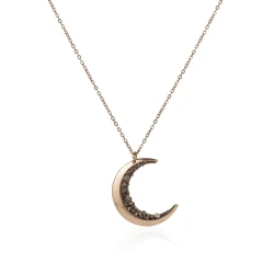 Irregular Crescent Moon Necklace With Diamonds
