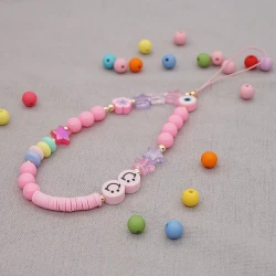 Soft Pottery Mobile Phone Rope Hanging Jewelry Five-pointed Star Beaded Mobile Phone Chain Female