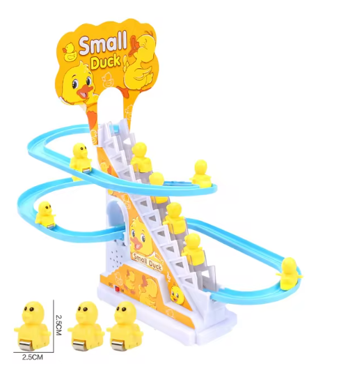 Children Fun Toy Small Duck Penguin Electronic Climbing Stairs Track Toy Light Musical Slide Track Coaster Baby Educational Gift