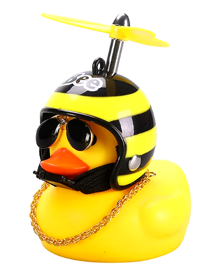 Car Rubber Duck Toy With Helmet Dashboard Decorations Ornament Yellow Duck with Propeller Necklace