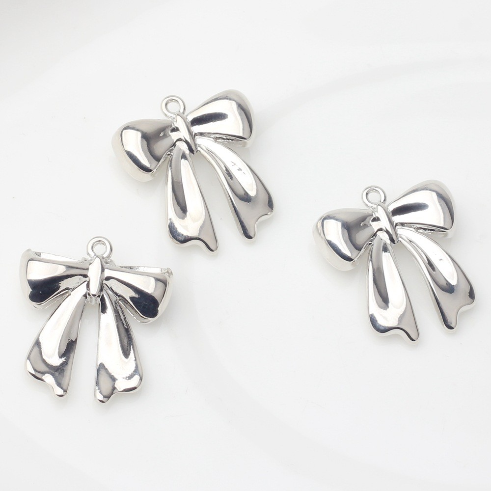 Korean Style Fashionable Simple Alloy Bow Silver-plated Pendant Accessorie