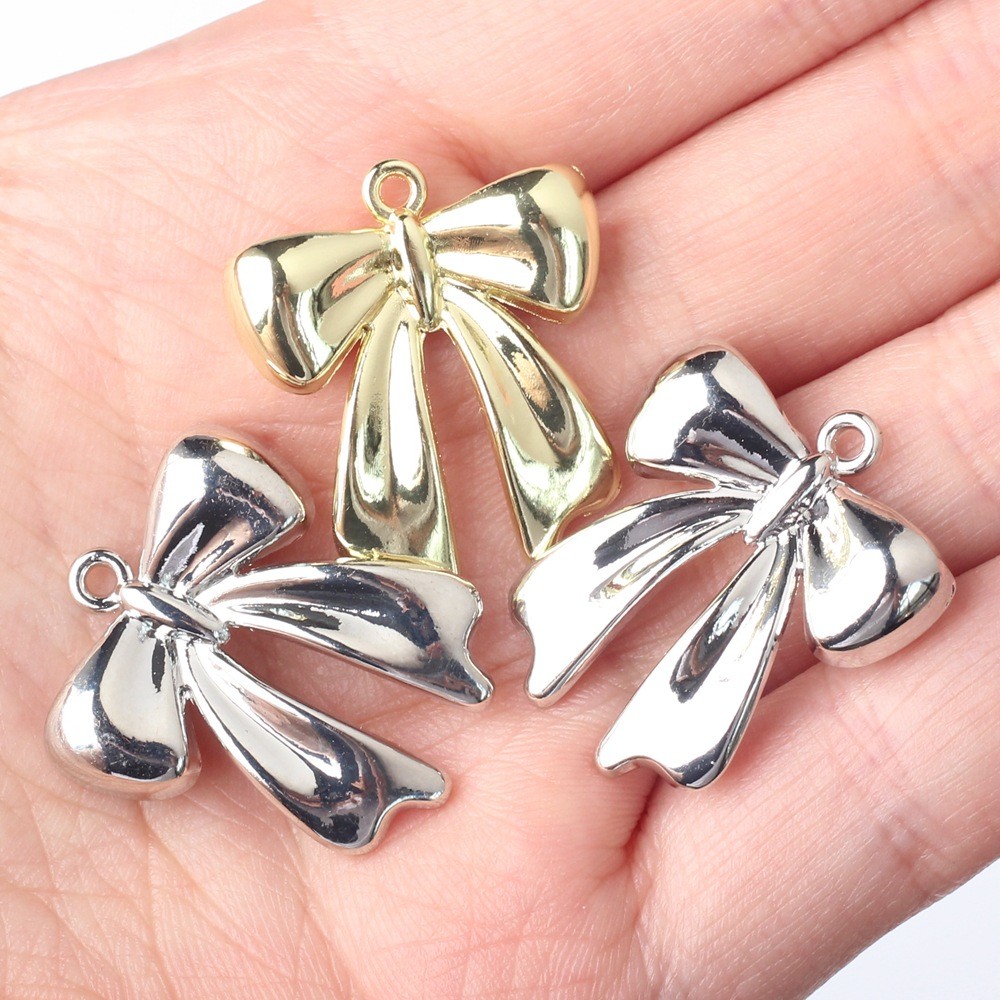 Korean Style Fashionable Simple Alloy Bow Silver-plated Pendant Accessorie