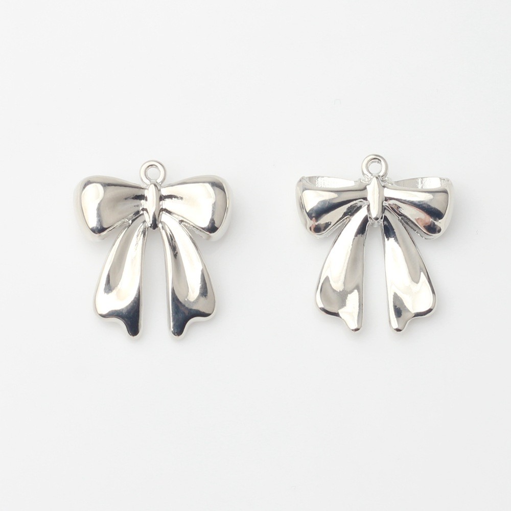 Korean Style Fashionable Simple Alloy Bow Silver-plated Pendant Accessorie