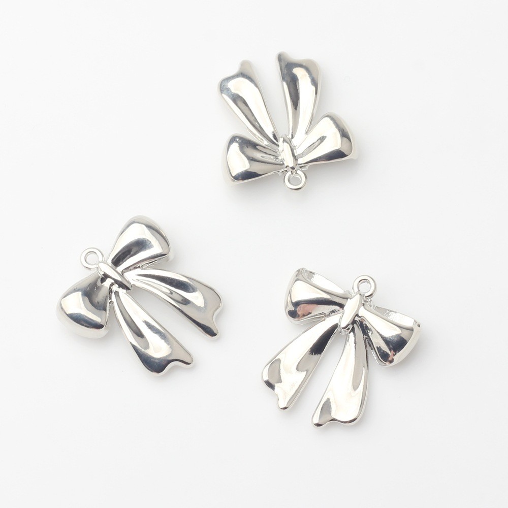 Korean Style Fashionable Simple Alloy Bow Silver-plated Pendant Accessorie