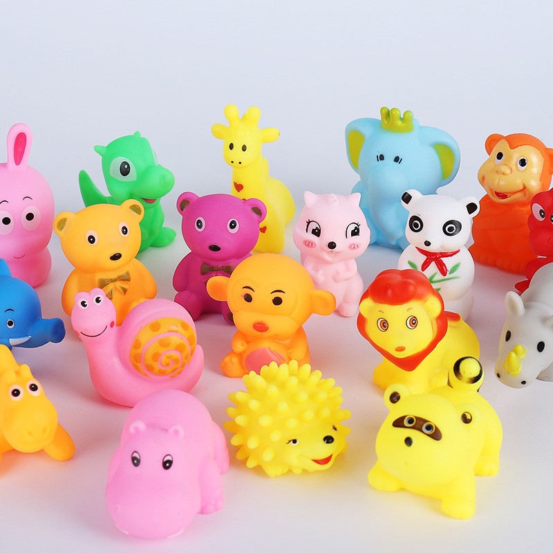 10-Piece Set Cute Animal Swimming Water Toys - Soft Rubber Squeaky Bath Toys